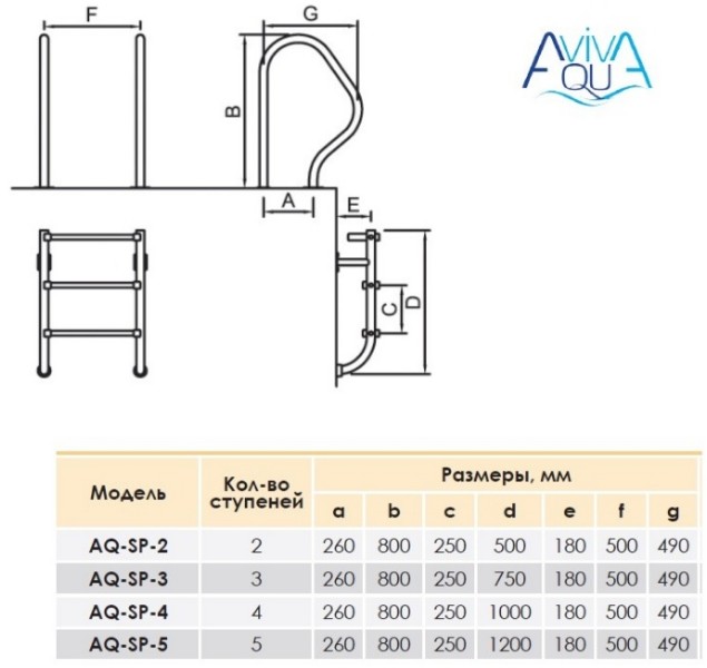 Лестница для бассейна 3 ступ. (ш.б.) Aquaviva SP-315 из 2-х элементов